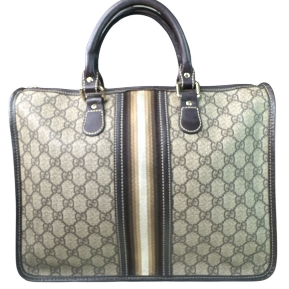 Gucci Beige and Brown Canvas Handbag - Picture 2 of 10